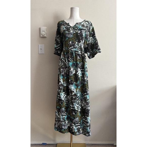 Ulla Popken Dresses & Skirts - Ulla Popken 20 22 Plus Size Floral Green Blue Boho Cotton Pockets